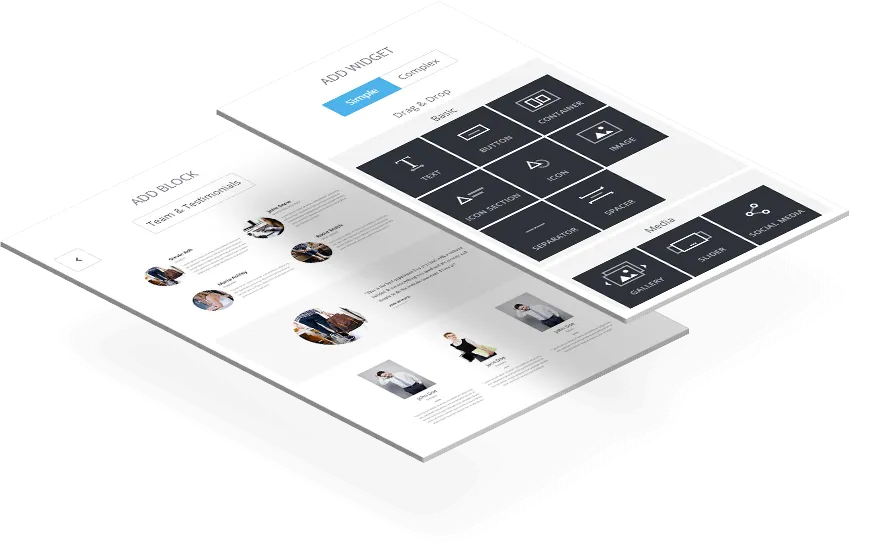 Simvoly website widgets and blocks
